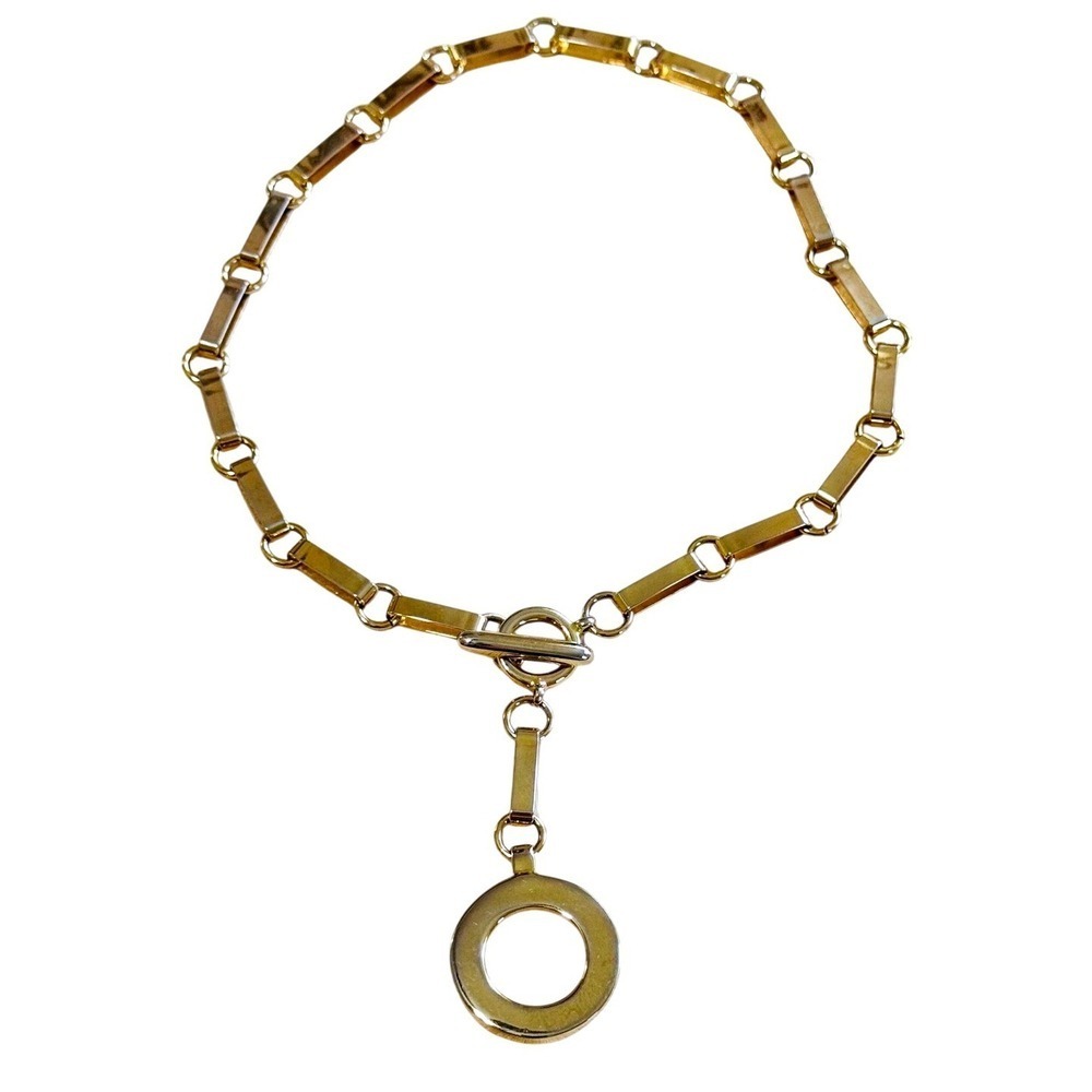 VTG Ben-Amun Signed Necklace Gold plated toggle paper clip chain‎ choker 16"